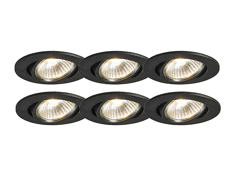 Ensemble de 6 spots encastrés noirs orientables - Cisco