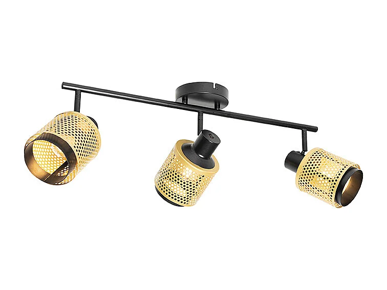 Spot industriel noir avec or 3 lumières - Kayden