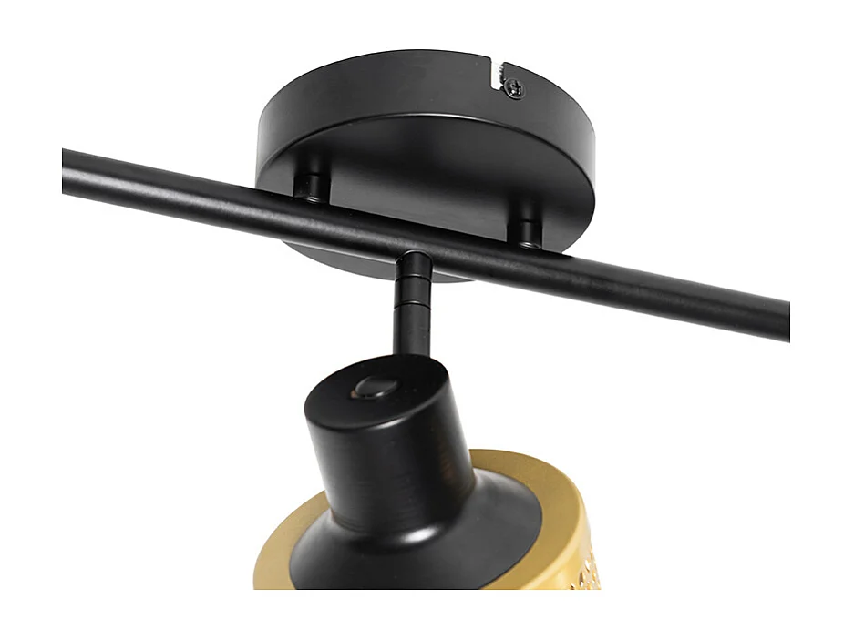 Spot industriel noir avec or 3 lumières - Kayden