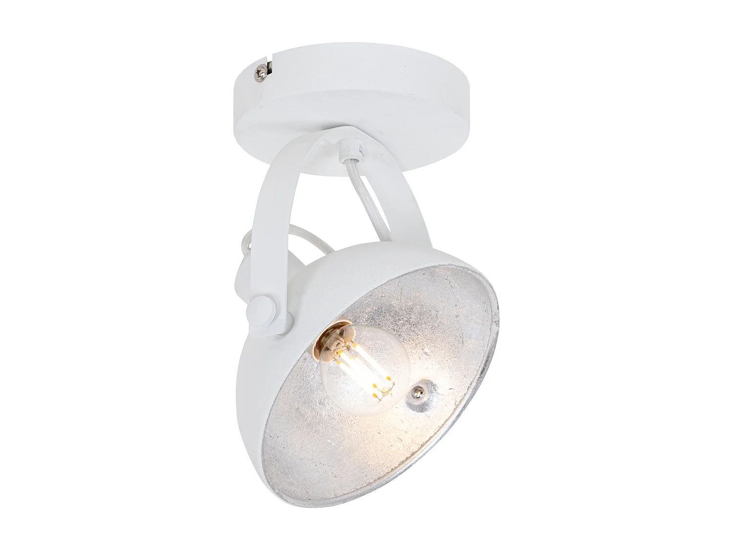 Plafonnier industriel blanc avec argent 15 cm orientable - Magnax