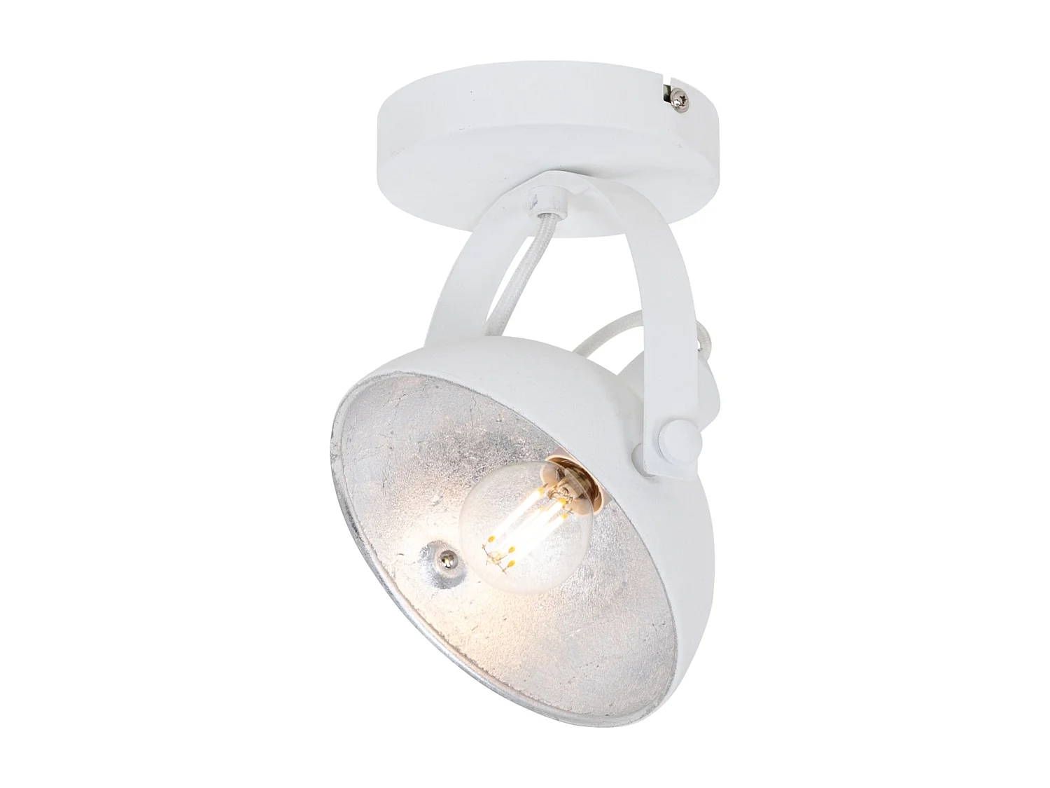 Plafonnier industriel blanc avec argent 15 cm réglable - Magnax