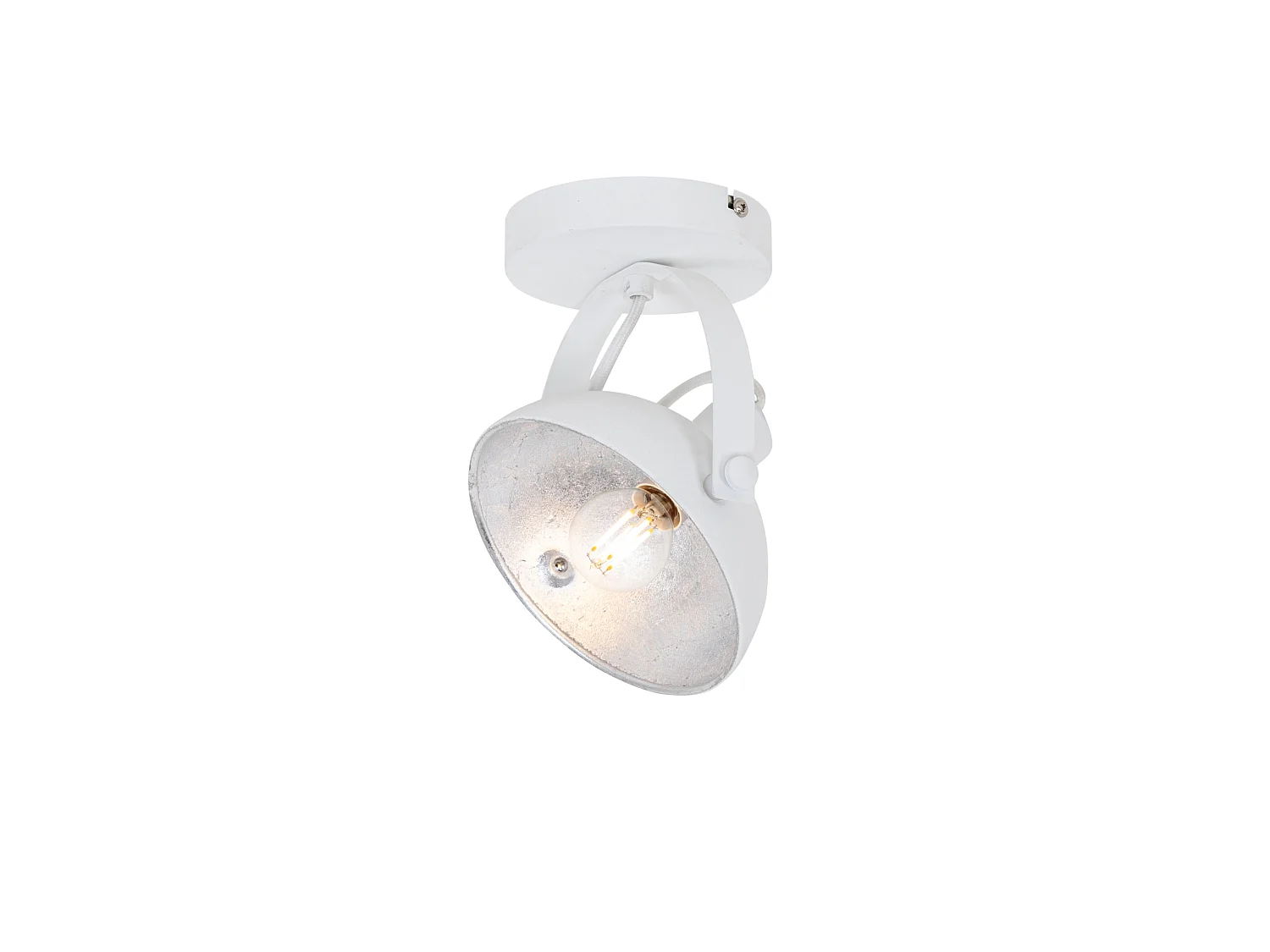 Plafonnier industriel blanc avec argent 15 cm réglable - Magnax