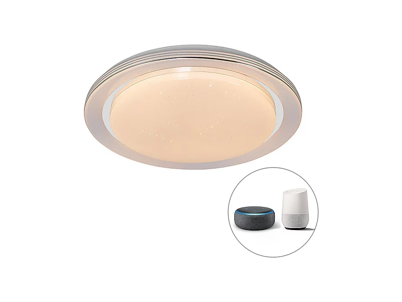 Plafonnier intelligent blanc 48 cm avec LED et variateur RGB - Jochem