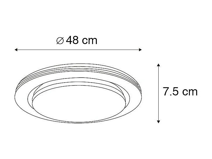 Plafonnier intelligent blanc 48 cm avec LED et variateur RGB - Jochem