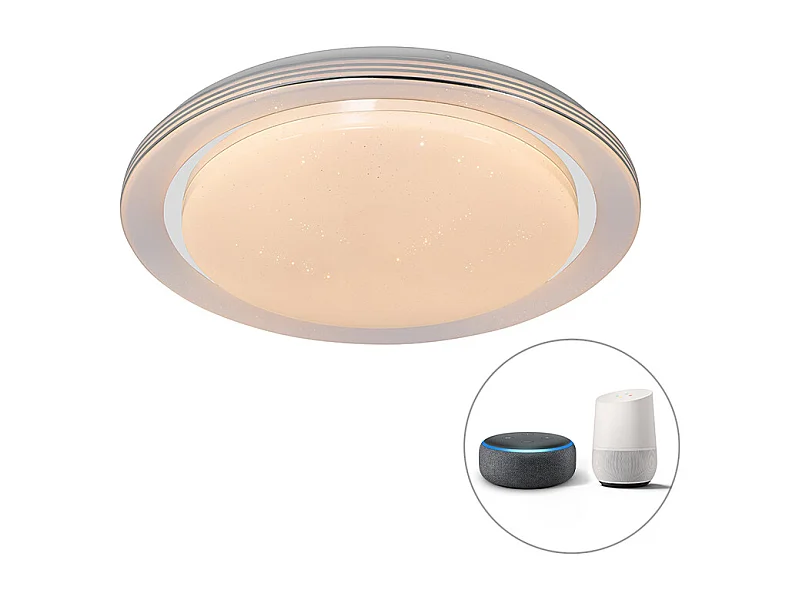 Plafonnier intelligent blanc 48 cm avec LED et variateur RGB - Jochem