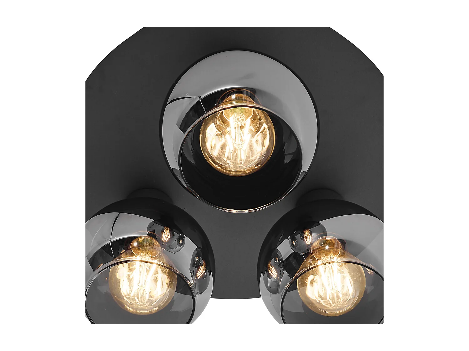 Plafonnier Art Déco noir avec verre fumé 3 lumières - Vidro