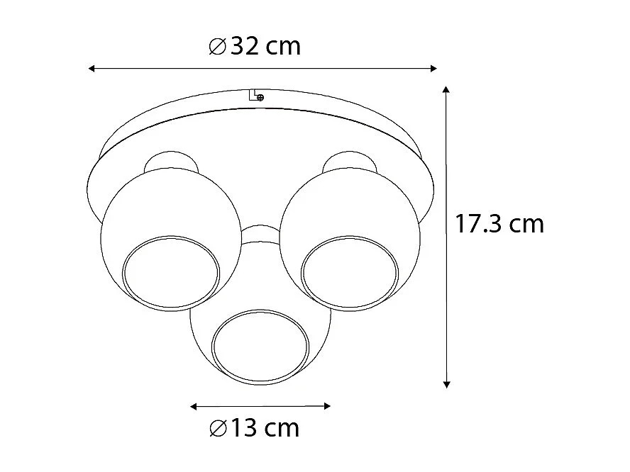 Plafonnier Art déco noir avec verre fumé 3 lumières - Vidro
