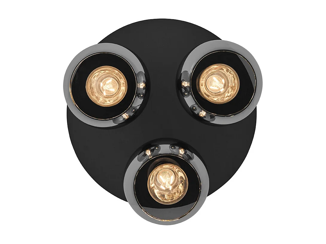 Plafonnier Art déco noir avec verre fumé 3 lumières - Vidro
