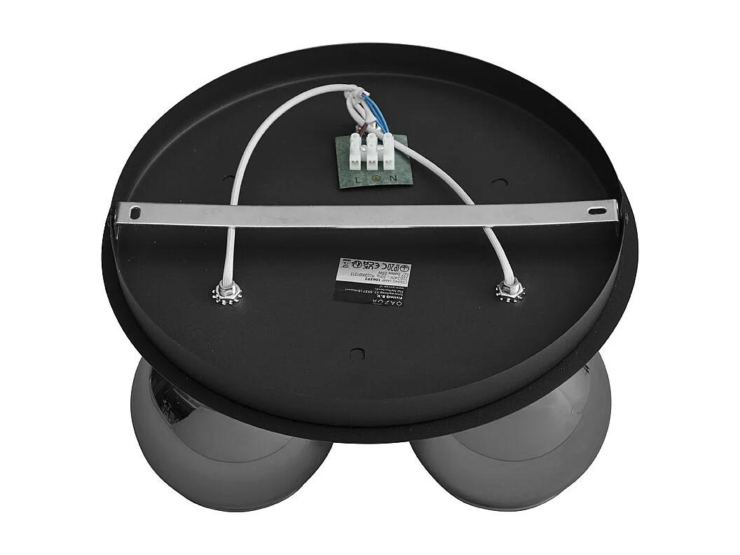 Plafonnier Art déco noir avec verre fumé 3 lumières - Vidro