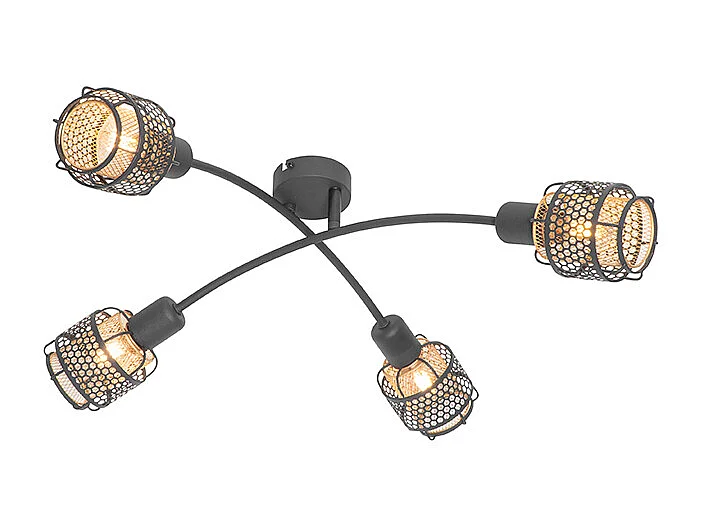 Plafonnier design noir avec or 4 lumières - Noud