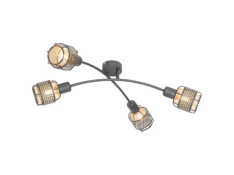 Plafonnier design noir avec or 4 lumières - Noud