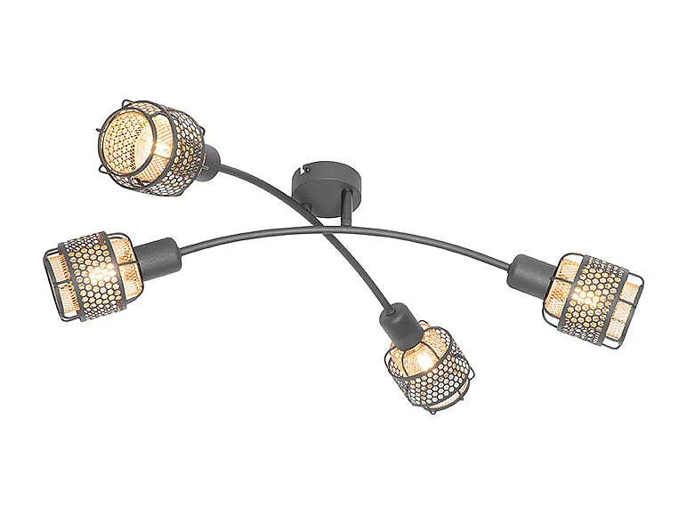 Plafonnier design noir avec or 4 lumières - Noud