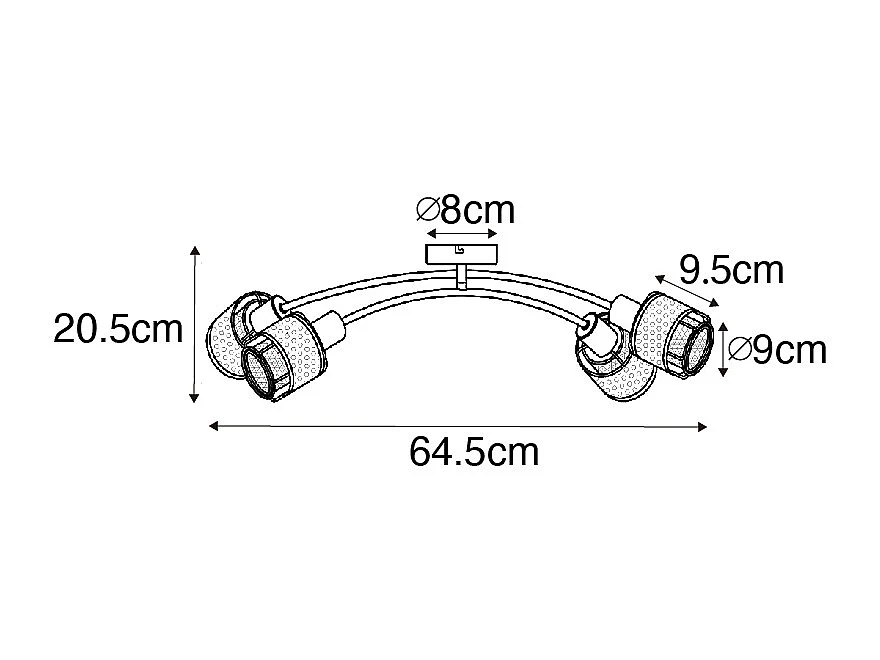 Plafonnier design noir avec or 4 lumières - Noud