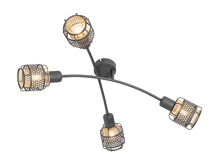 Plafonnier design noir avec or 4 lumières - Noud