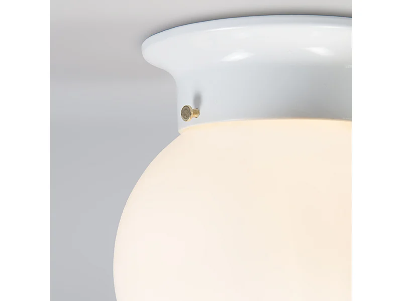 Plafonnier rétro verre opale blanc - Scoop