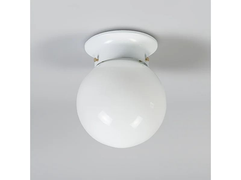 Plafonnier rétro verre opale blanc - Scoop