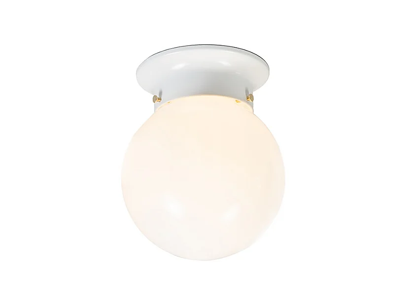 Plafonnier rétro verre opale blanc - Scoop