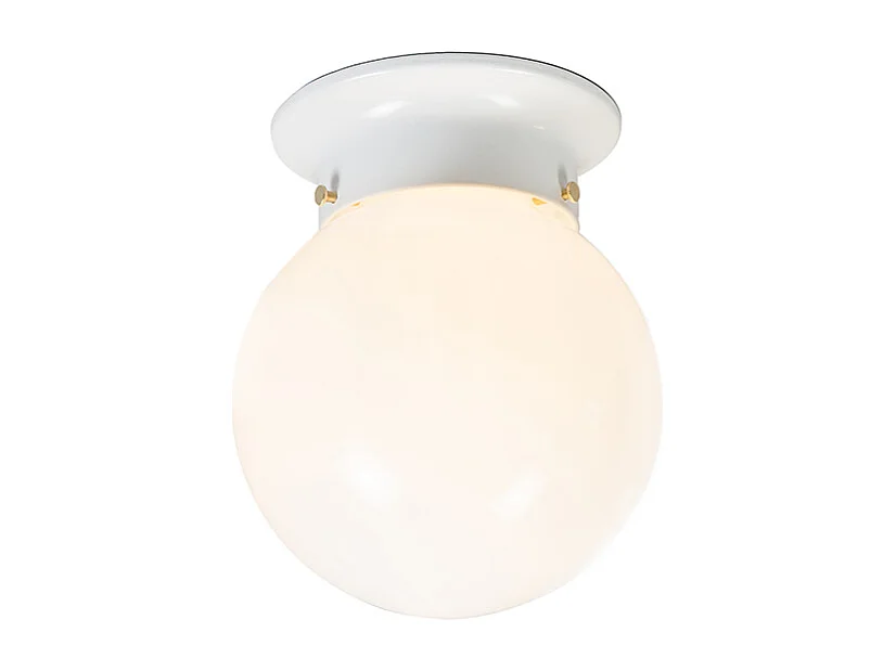 Plafonnier rétro en verre opale blanc - Scoop