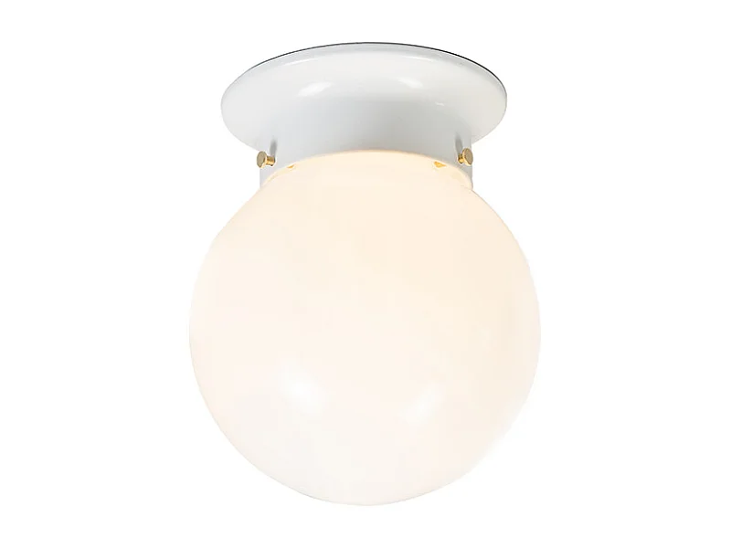 Plafonnier rétro en verre opale blanc - Scoop