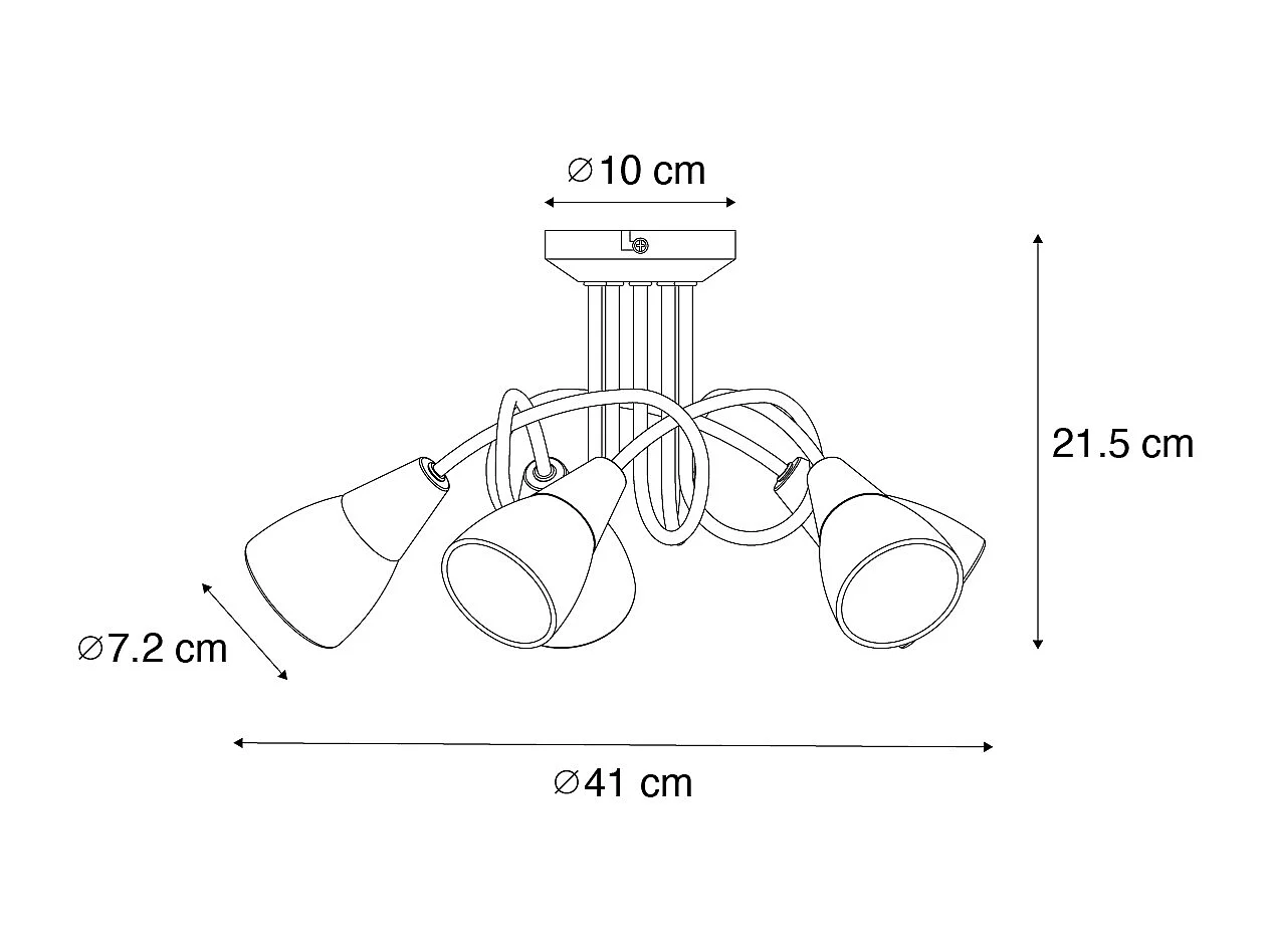 Plafonnier classique doré avec verre opale 5 lumières - Inez