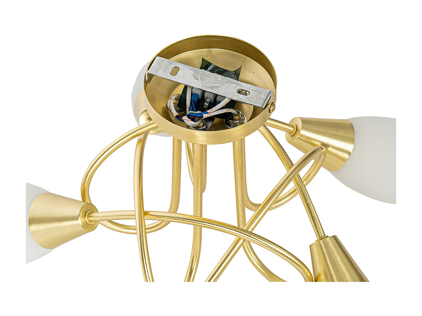 Plafonnier classique doré avec verre opale 5 lumières - Inez