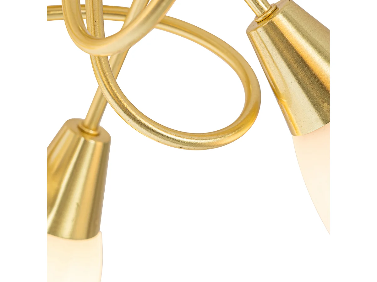 Plafonnier classique doré avec verre opale 5 lumières - Inez