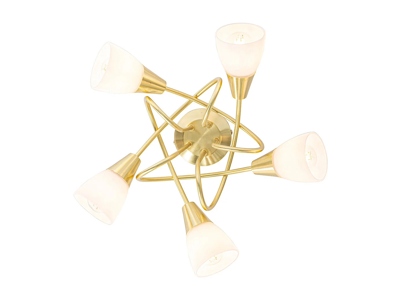 Plafonnier classique doré avec verre opale 5 lumières - Inez