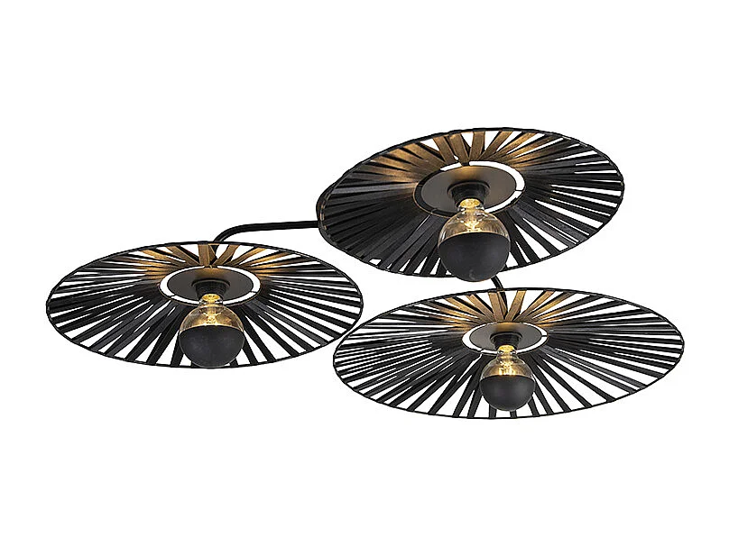 Plafonnier rural noir 3 lumières - Leia