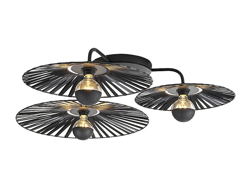 Plafonnier rural noir 3 lumières - Leia