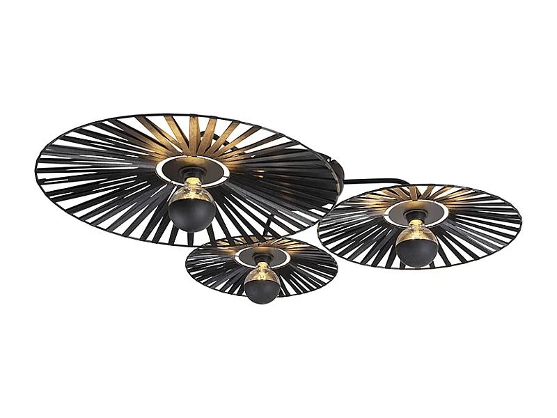 Plafonnier rural noir 3 lumières - Leia