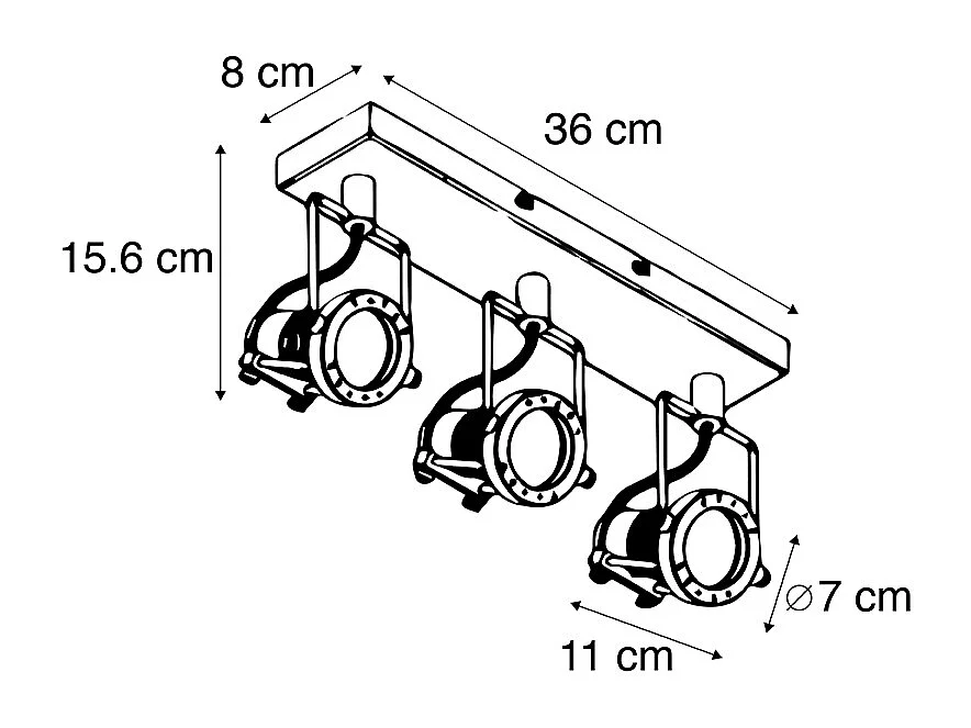 Spot intelligent noir 3 lumières avec Wifi GU10 - Suplux