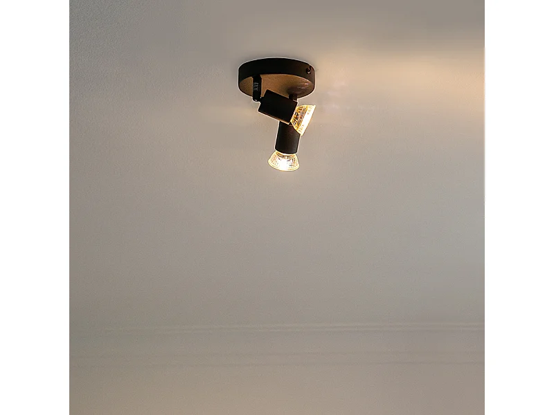 Spot industriel noir inclinable rond 2 lumières - Jeany