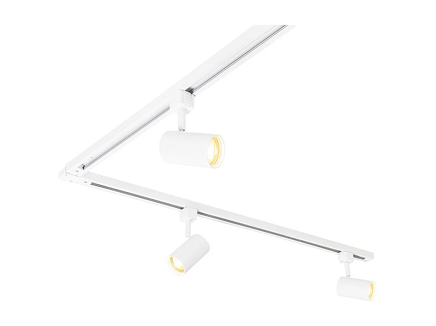 Système sur rail moderne blanc monophasé avec 5 spots - Iconic Jeana