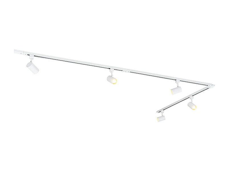 Système sur rail moderne blanc monophasé avec 5 spots - Iconic Jeana