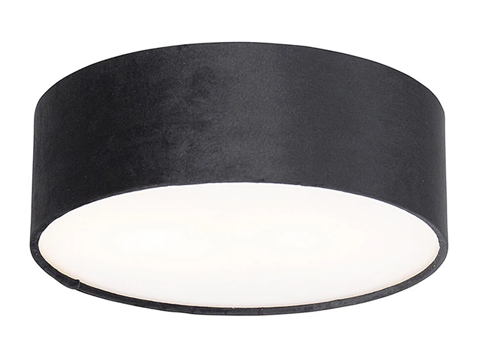Plafonnier noir 30 cm intérieur doré - Drum