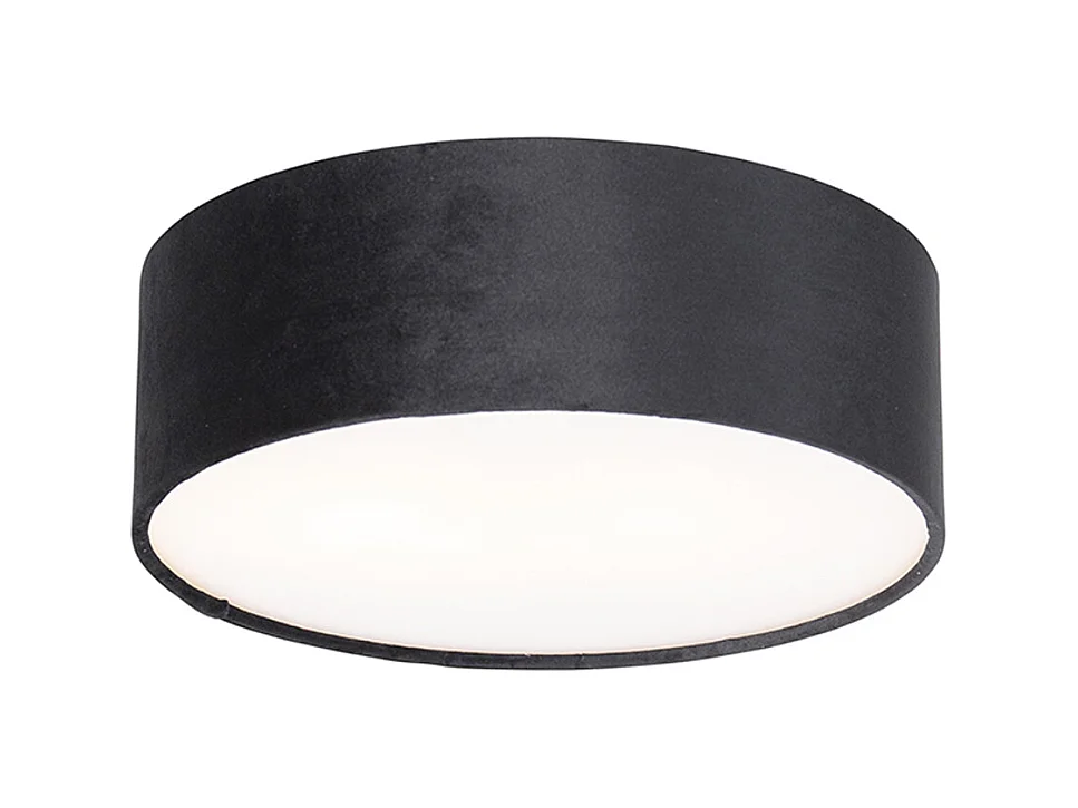 Plafonnier noir 30 cm intérieur doré - Drum