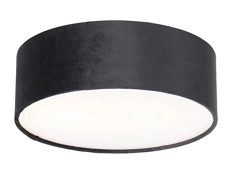 Plafonnier moderne noir 30 cm avec intérieur doré - Drum
