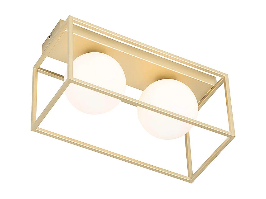 Plafonnier design doré à 2 lumières blanches - Aniek