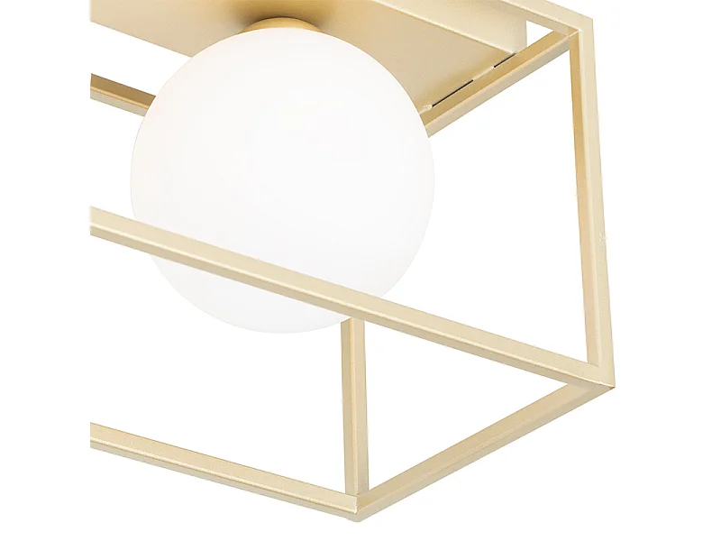 Plafonnier design doré avec verre blanc 2 lumières - Aniek