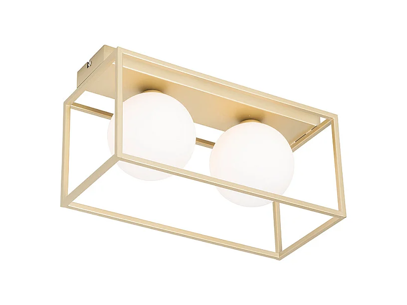 Plafonnier design doré à 2 lumières blanches - Aniek