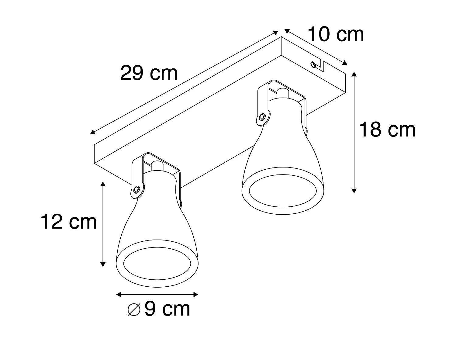 Spot industriel gris béton 2 lumières - Creto
