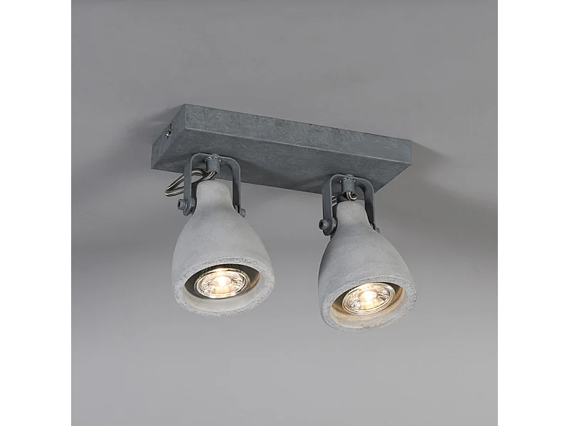 Spot industriel gris béton 2 lumières - Creto