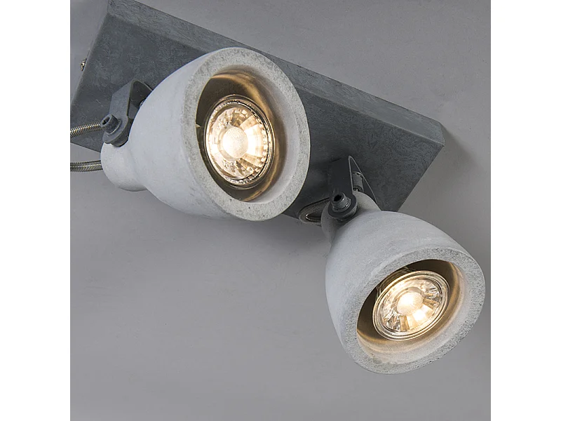 Spot industriel gris béton 2 lumières - Creto