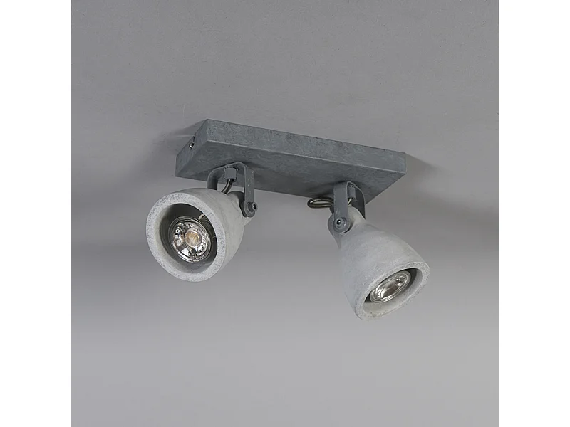 Spot industriel gris béton 2 lumières - Creto