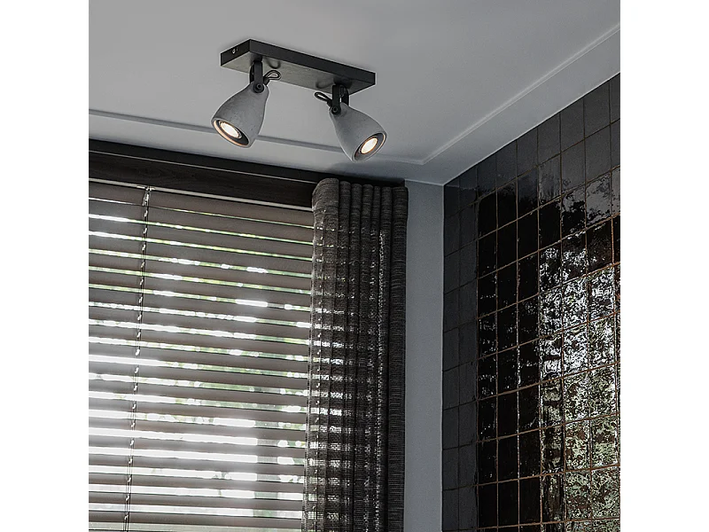 Spot industriel gris béton 2 lumières - Creto