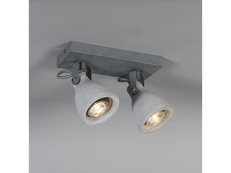 Spot industriel gris béton 2 lumières - Creto