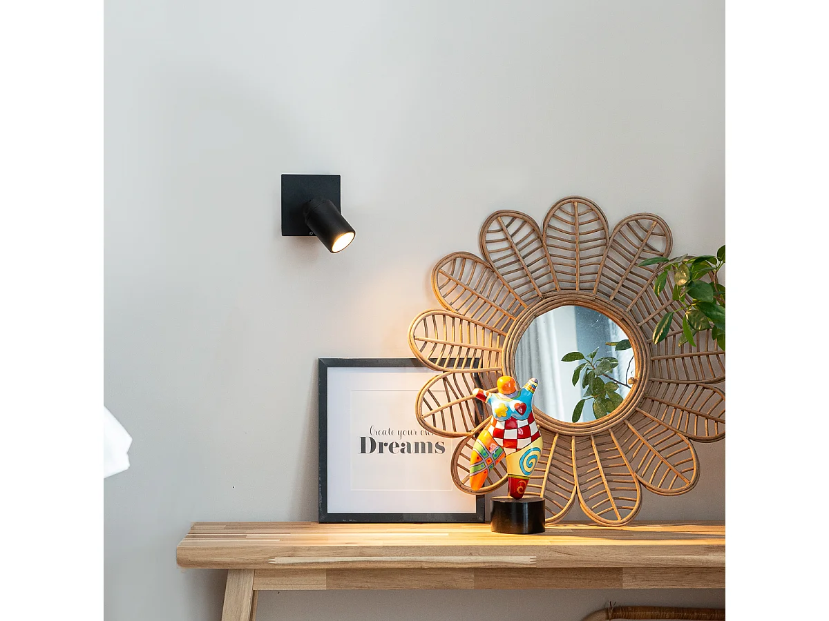 Spot de salle de bain moderne noir carré IP44 - Ducha