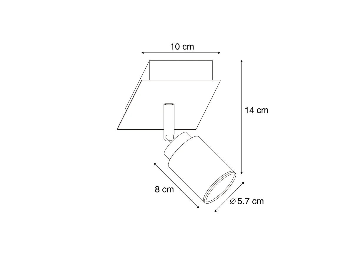 Spot de salle de bain moderne noir carré IP44 - Ducha