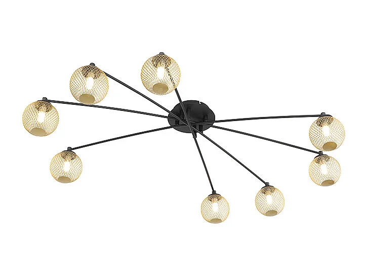 Plafonnier moderne noir avec or 8 lumières - Athènes Wire
