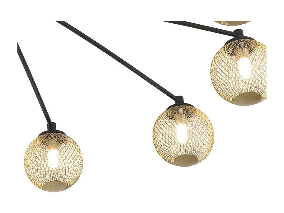 Plafonnier moderne noir avec or 8 lumières - Athènes Wire